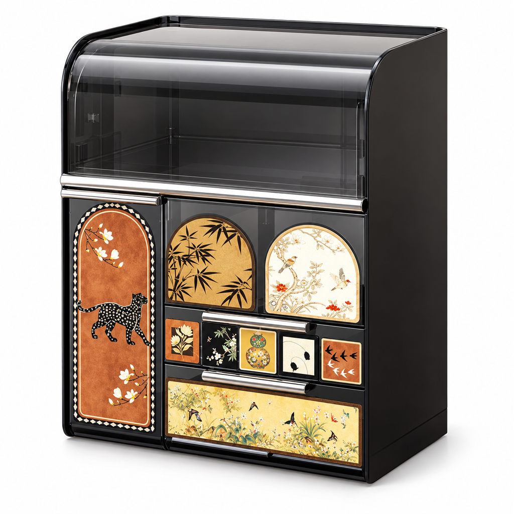 Vintage Asian-Style Desktop Makeup Organizer