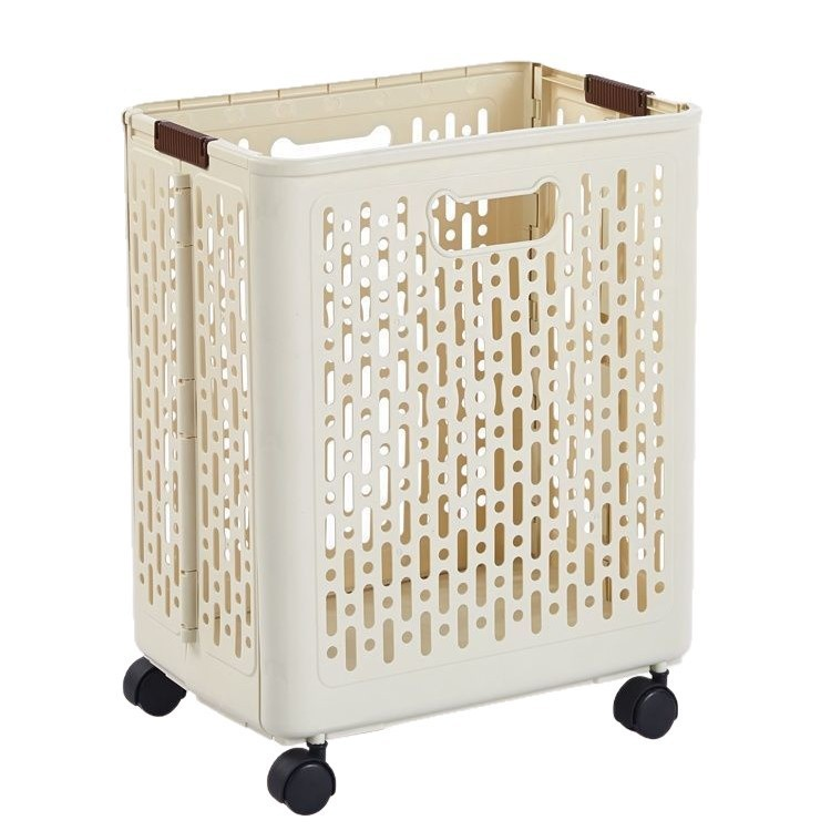 Collapsible Plastic Clothes Hamper on Wheels