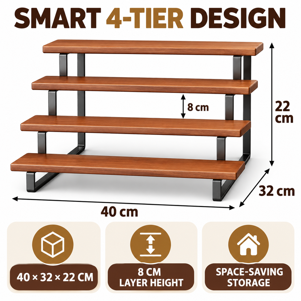 4-Tier Wooden Display Riser Stand