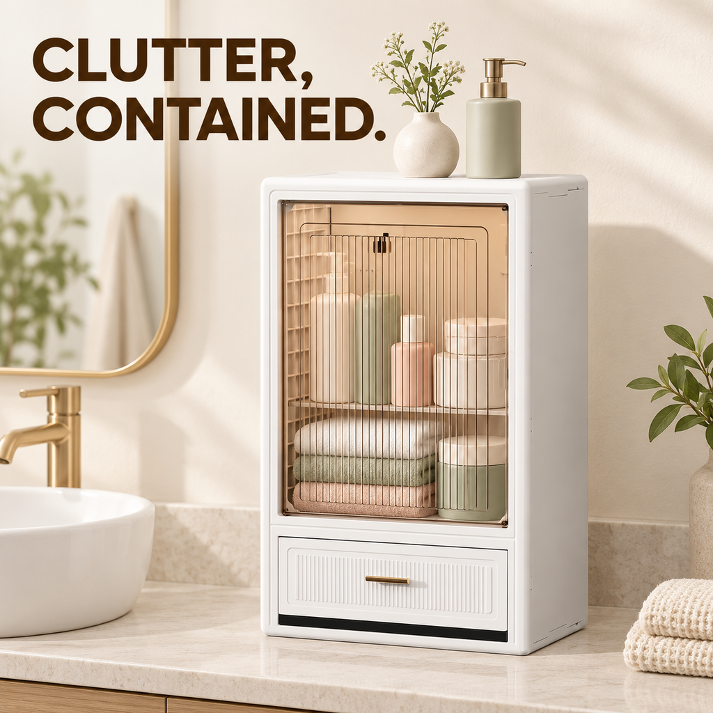Clear Front Display Cabinet with Drawer