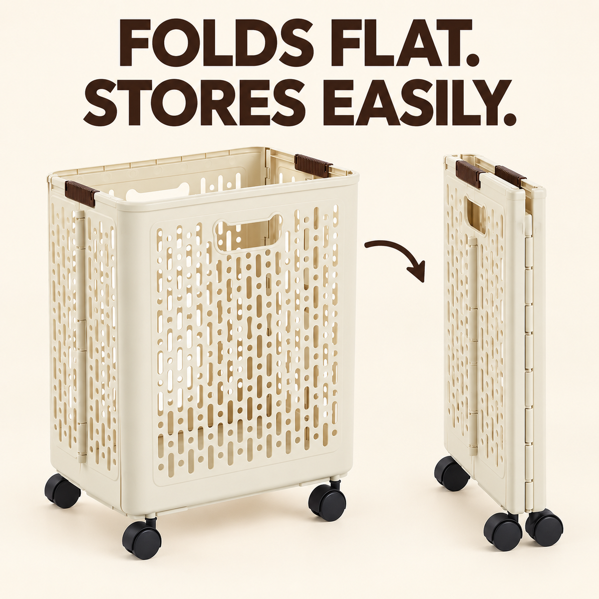 Collapsible Plastic Clothes Hamper on Wheels