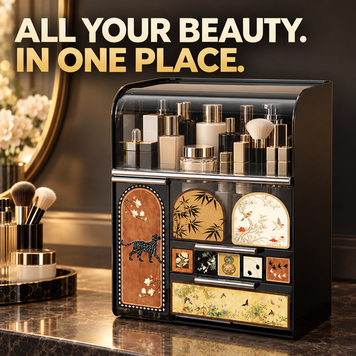 Vintage Asian-Style Desktop Makeup Organizer