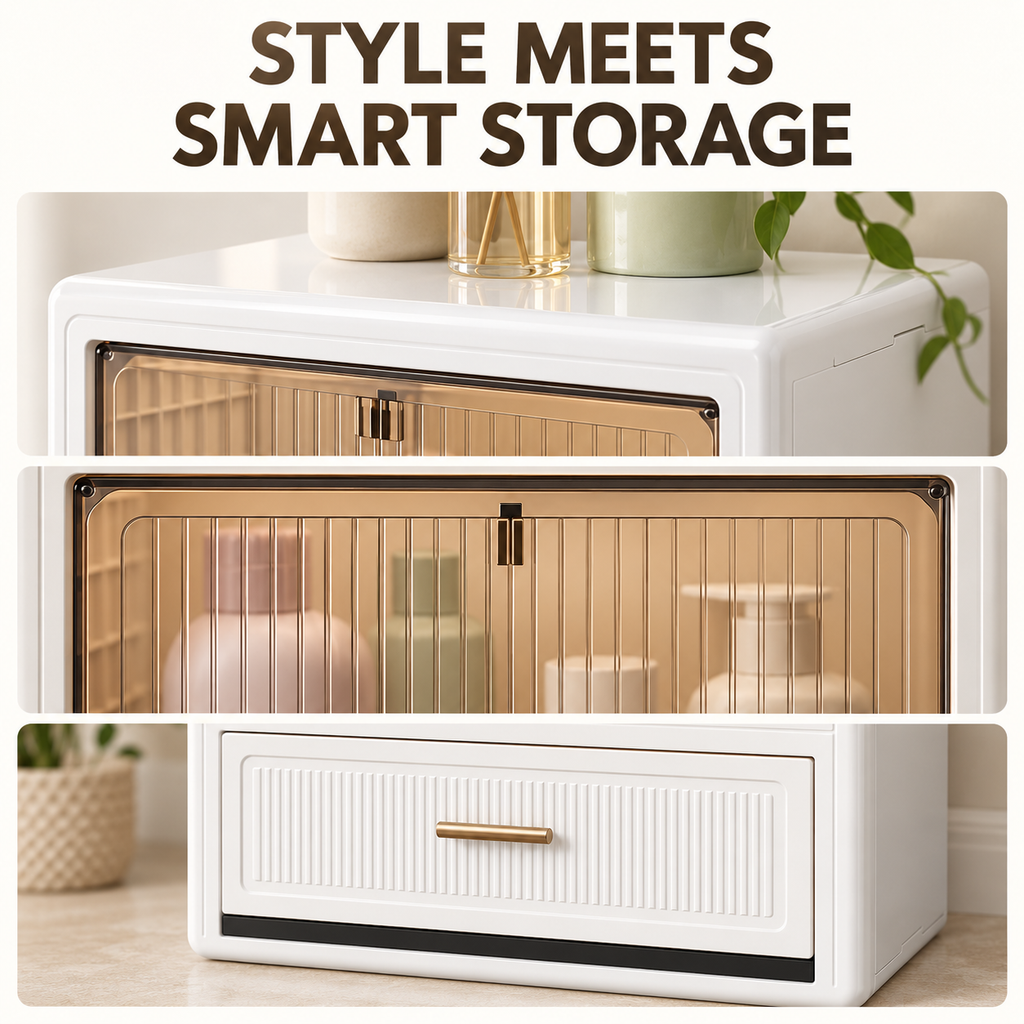 Clear Front Display Cabinet with Drawer