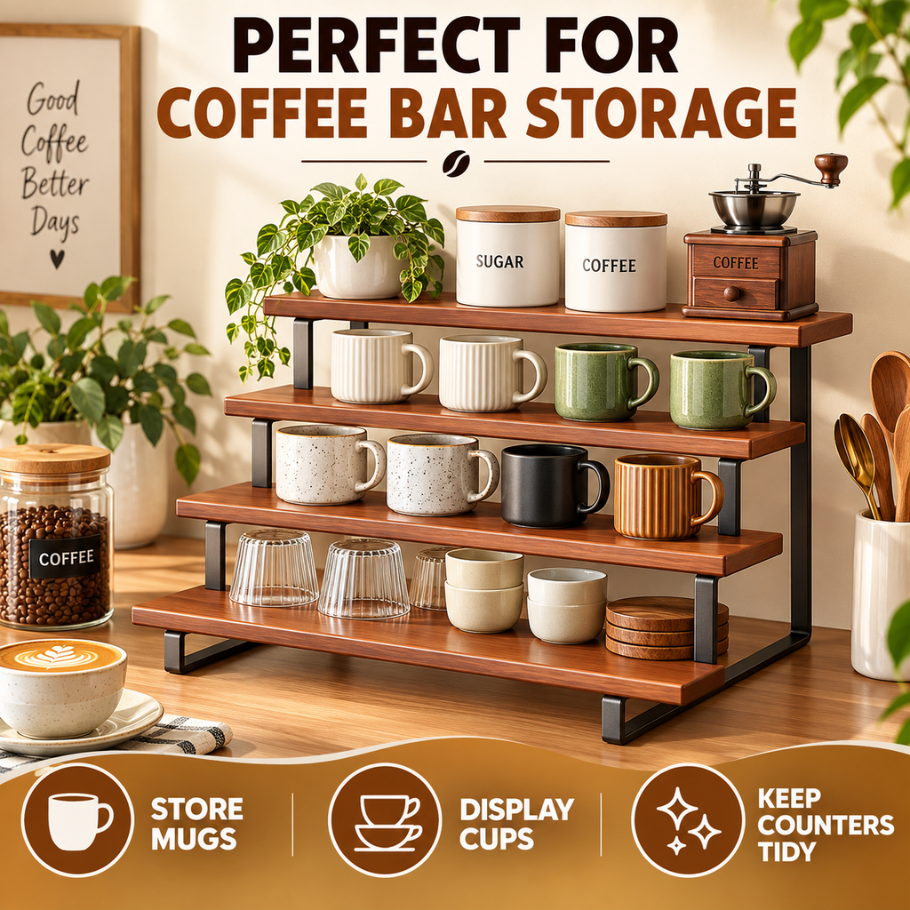 4-Tier Wooden Display Riser Stand