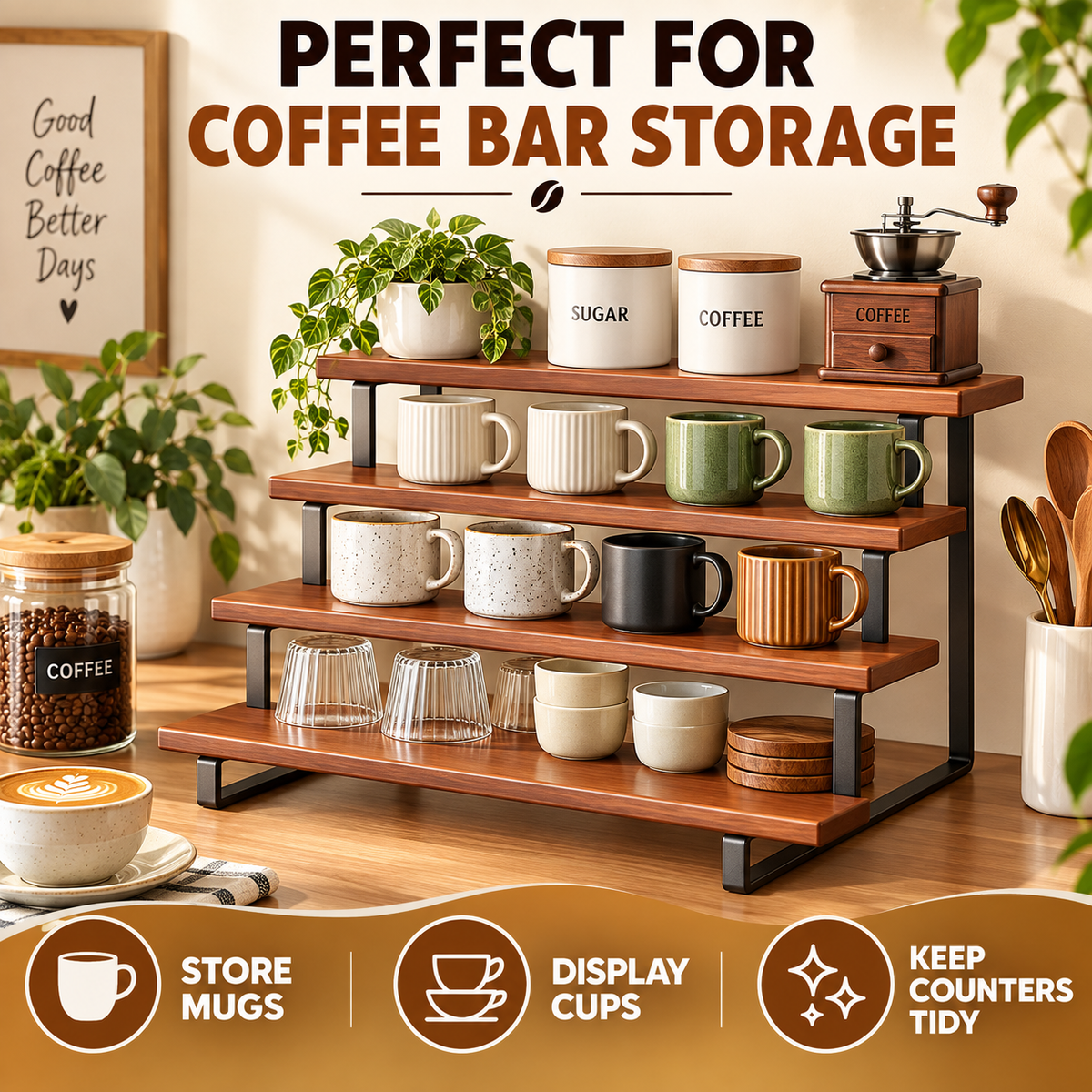 4-Tier Wooden Display Riser Stand