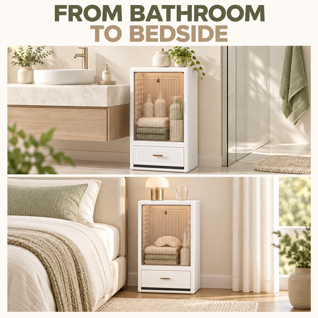 Clear Front Display Cabinet with Drawer