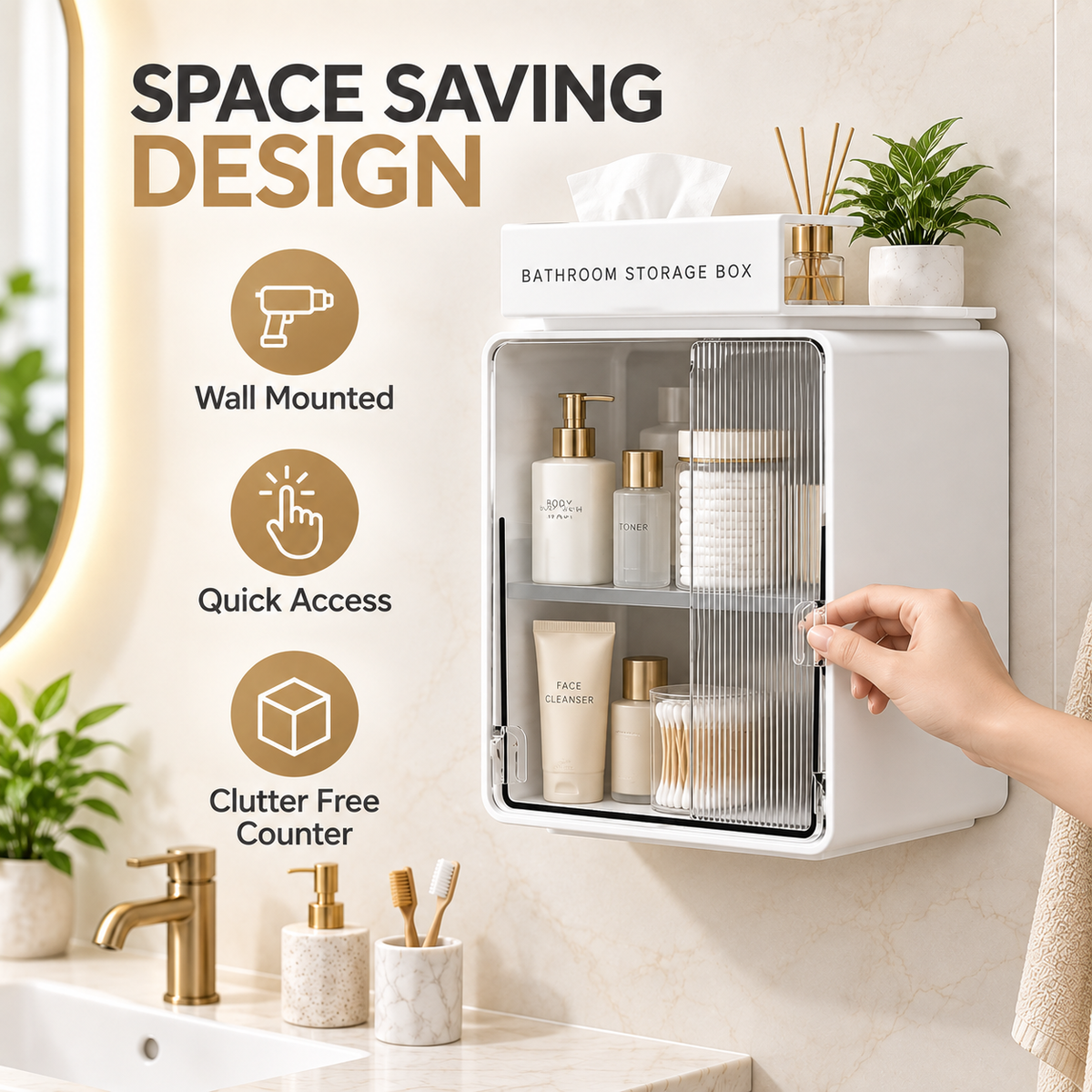 Wall-Mounted Waterproof Bathroom Cabinet