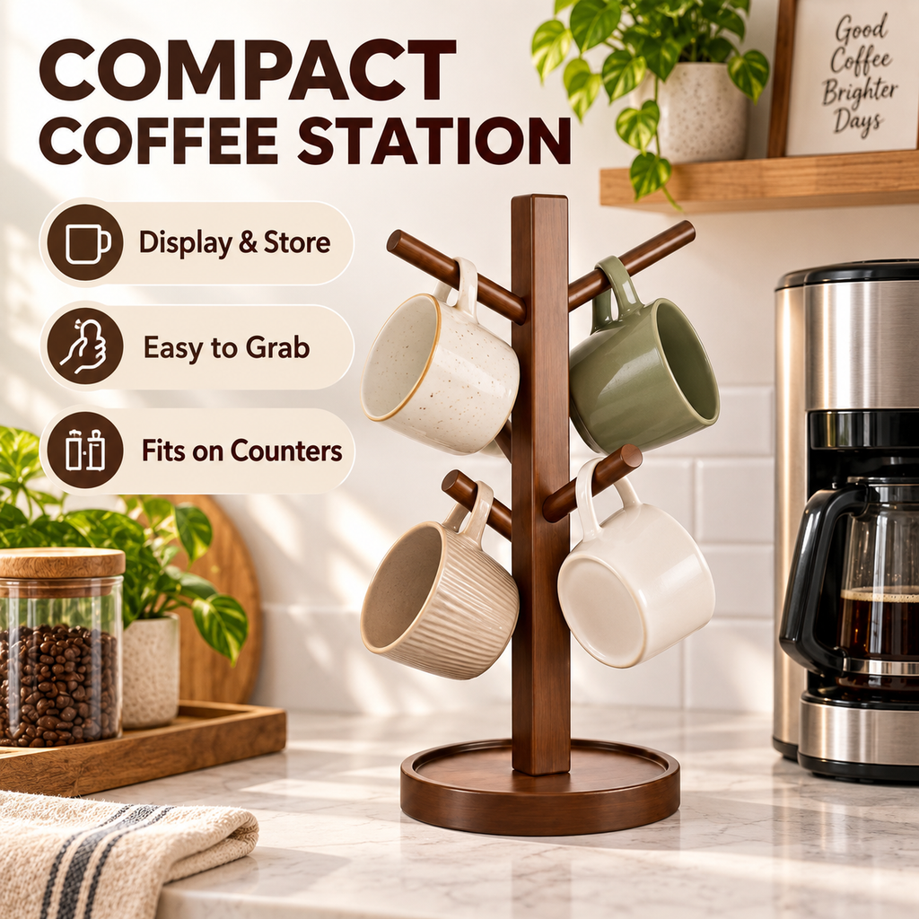 Wooden Mug Holder Tree Stand