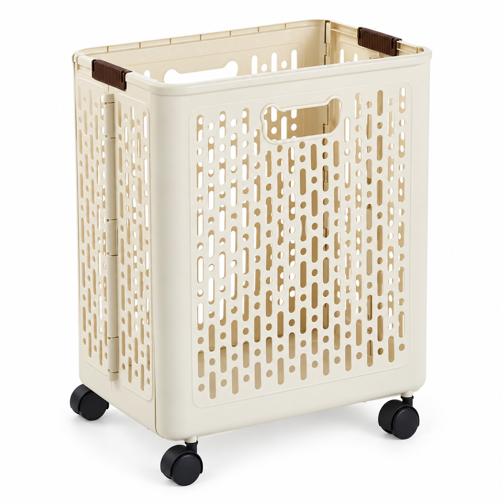 Collapsible Plastic Clothes Hamper on Wheels